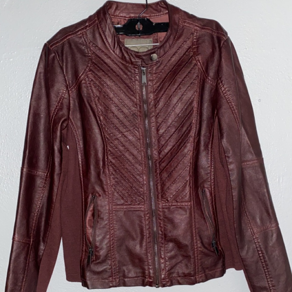 Maurices Women’s Medium Maroon Leather Jacket